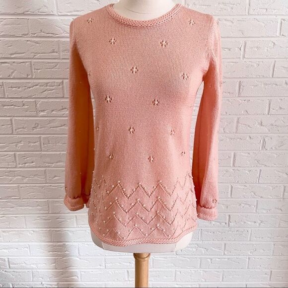 🚨4/$25 VINTAGE 1960s Banff Ltd. By GIANNI FERRI embellished pearls blush pink sw - Picture 1 of 8